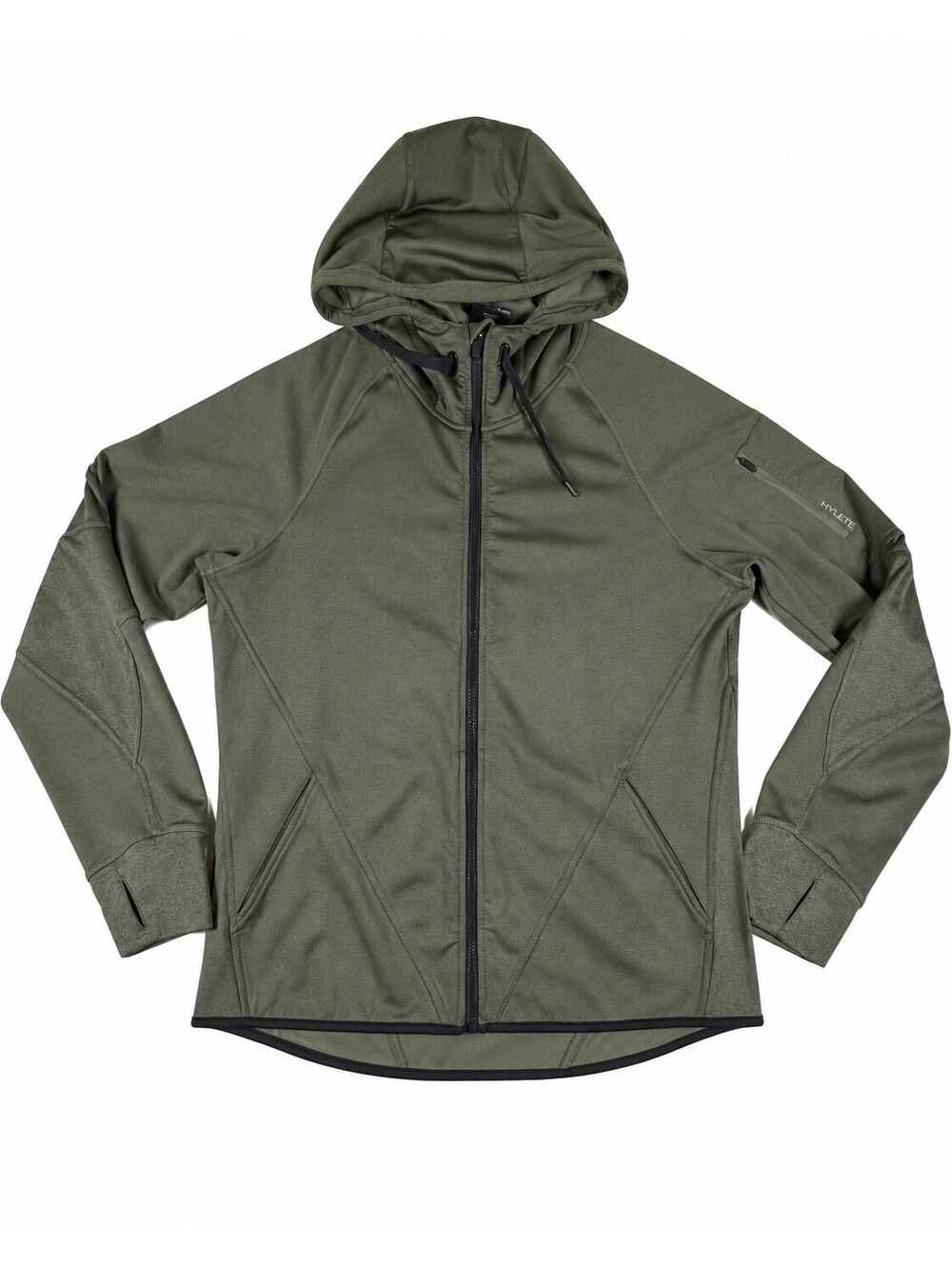 HYLETE Men's Large Olive Green Hooded Jacket with Zipper